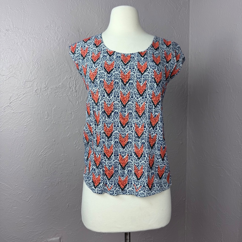 XS THML Chevron embroidery blue paisley sleeveless pullover